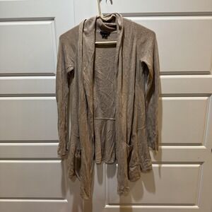 Theory Cardigan Sweater Womens Petite Small Beige Open Front Lightweight Drape
